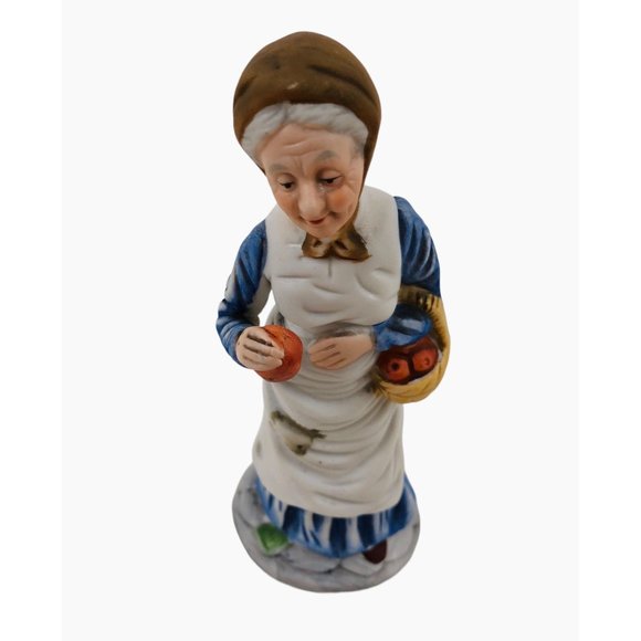 Vintage Porcelain Old Woman Farmer Fruit Vegetable Harvest Farmhouse Home Decor - Picture 2 of 10